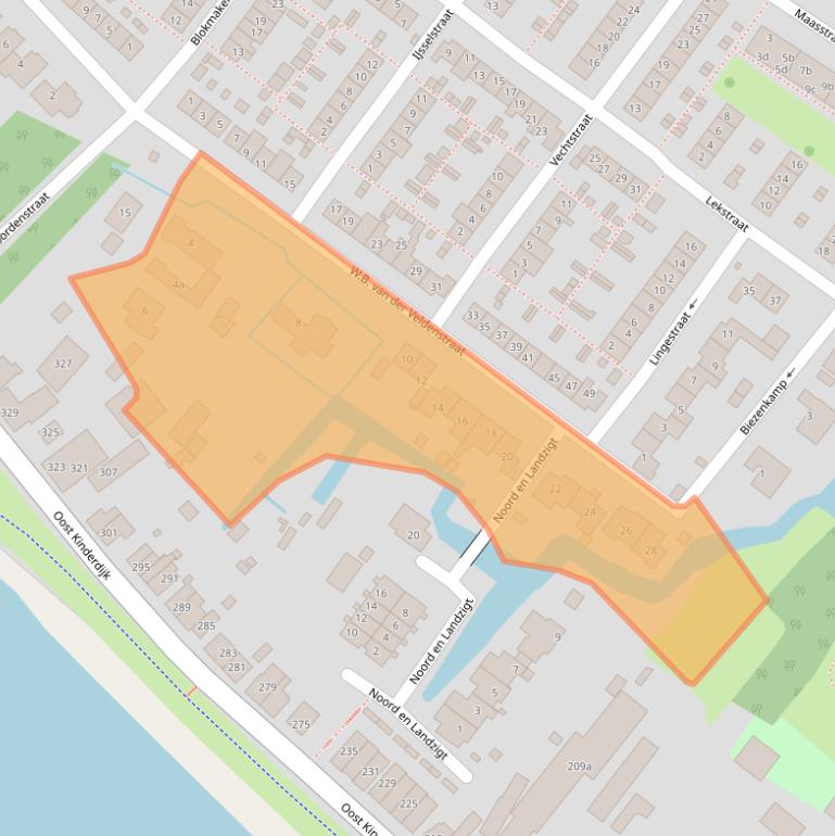 Kaart van postcodegebied 2953CX.