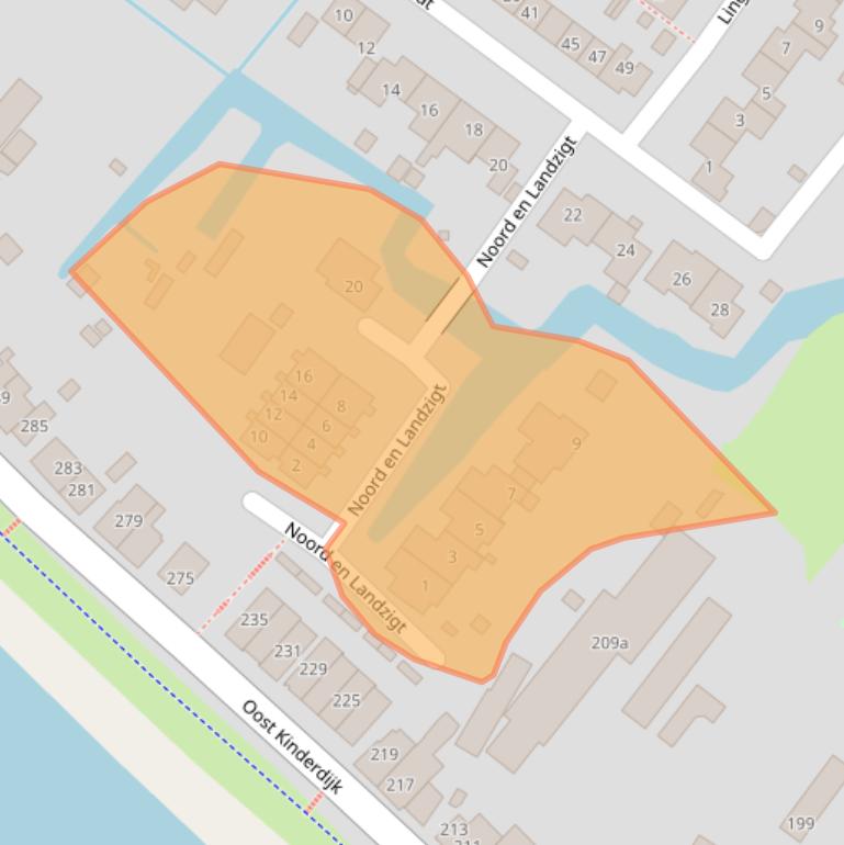 Kaart van postcodegebied 2953DZ.