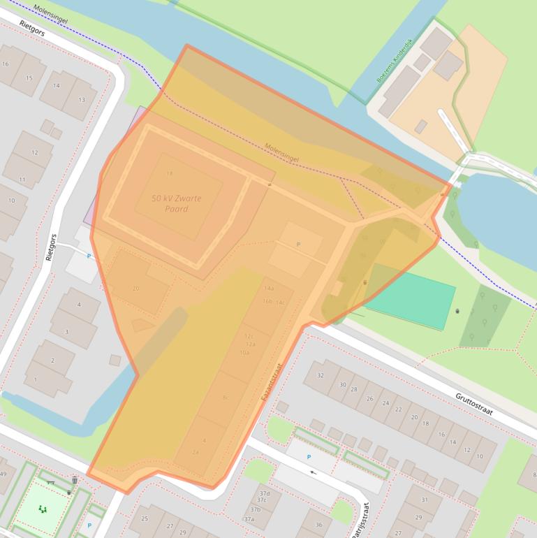 Kaart van postcodegebied 2953EC.