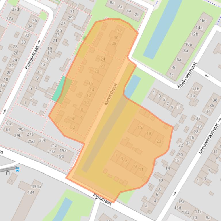 Kaart van postcodegebied 2953EE.