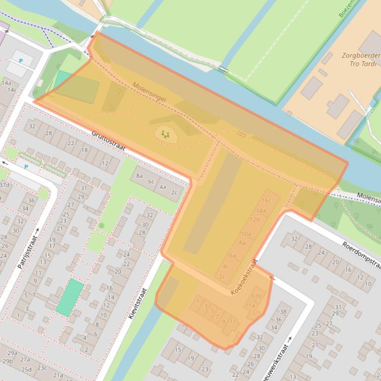 Kaart van postcodegebied 2953EG.