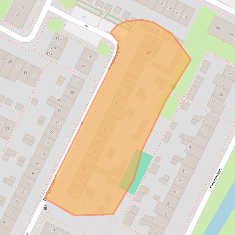 Kaart van postcodegebied 2953EM.