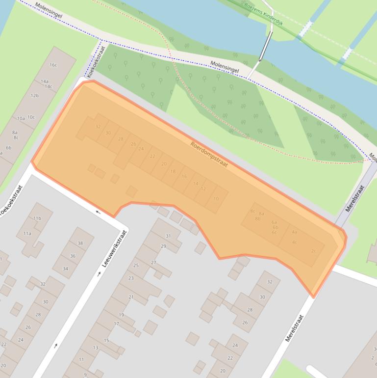 Kaart van postcodegebied 2953ER.