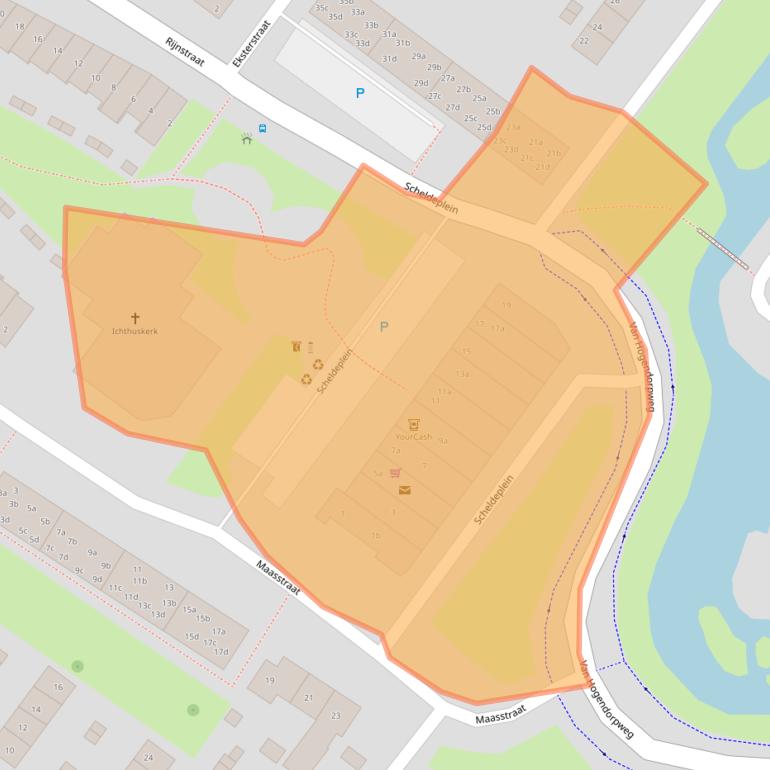 Kaart van postcodegebied 2953EV.