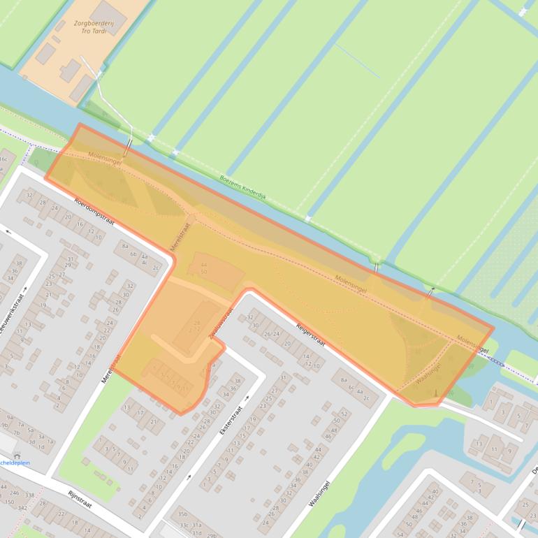 Kaart van postcodegebied 2953EZ.