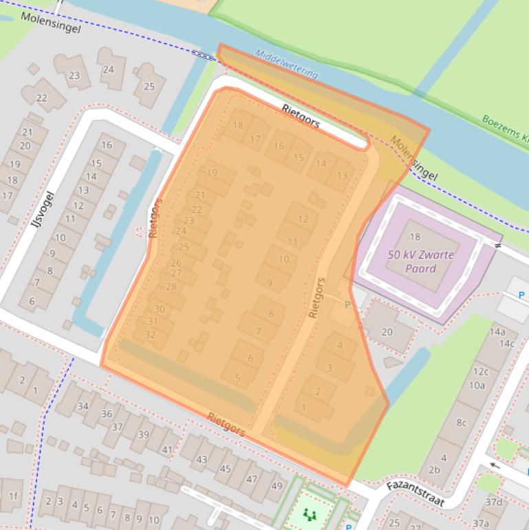 Kaart van postcodegebied 2953GA.