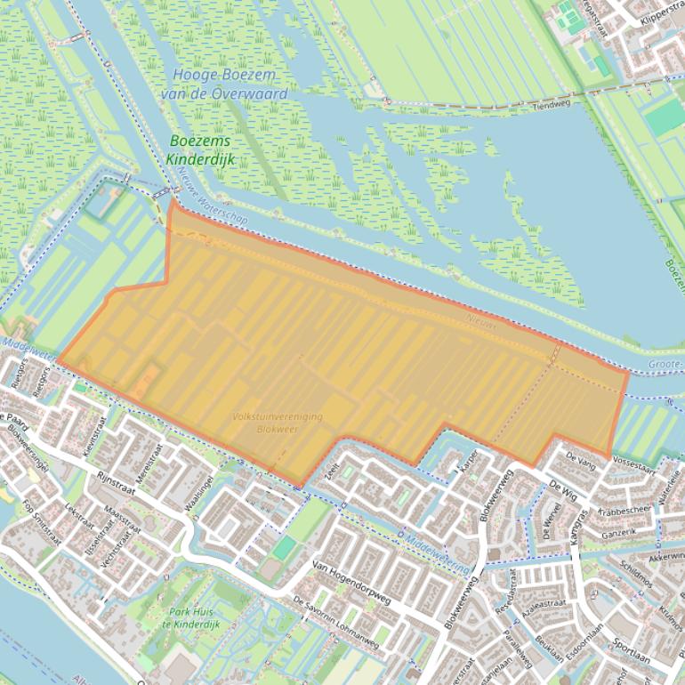 Kaart van postcodegebied 2953GD.