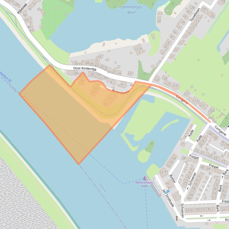 Kaart van postcodegebied 2953HC.