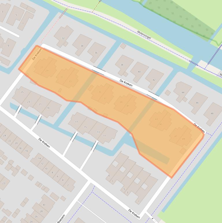 Kaart van postcodegebied 2953WH.