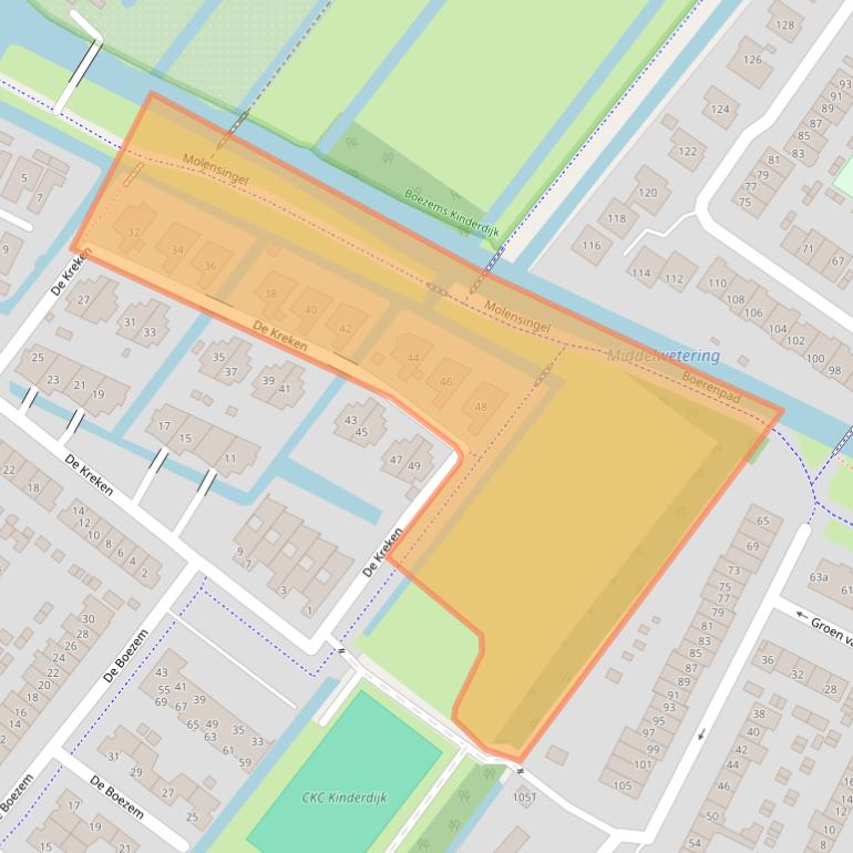 Kaart van postcodegebied 2953WK.