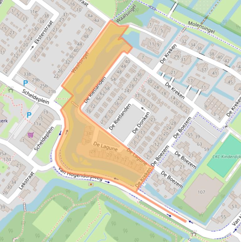 Kaart van postcodegebied 2953WL.
