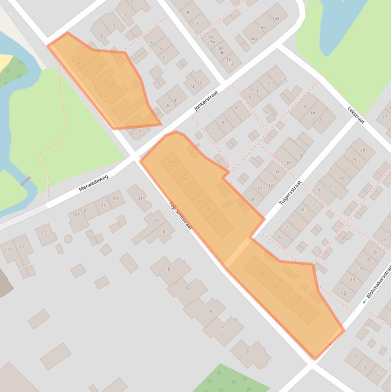 Kaart van postcodegebied 2953XC.