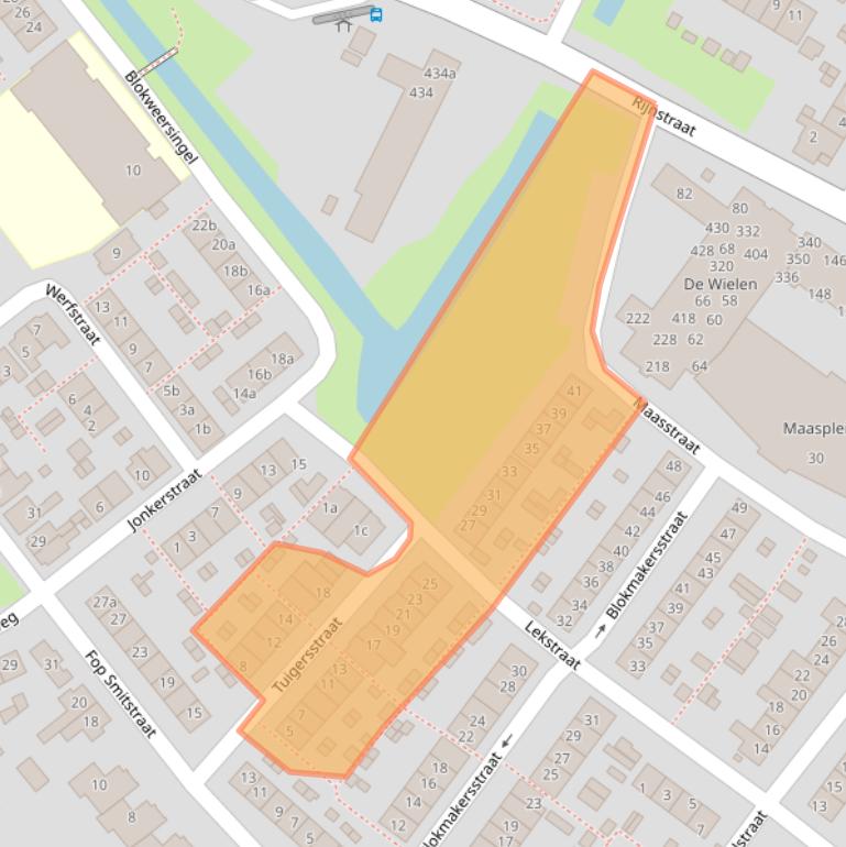 Kaart van postcodegebied 2953XN.