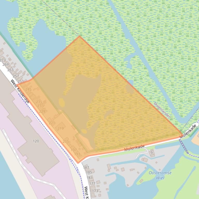 Kaart van postcodegebied 2953XS.