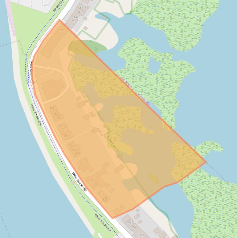 Kaart van postcodegebied 2953XV.