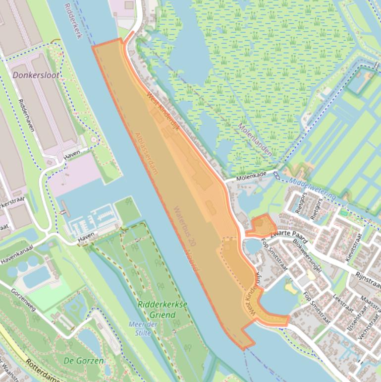 Kaart van postcodegebied 2953XW.