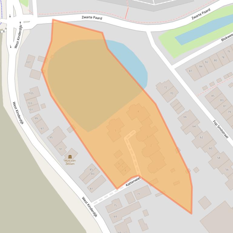 Kaart van postcodegebied 2953ZZ.