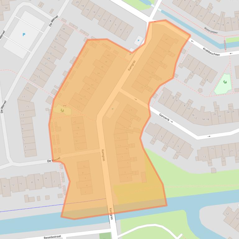 Kaart van postcodegebied 2954AB.