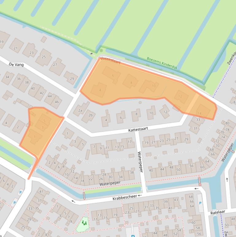 Kaart van postcodegebied 2954AE.