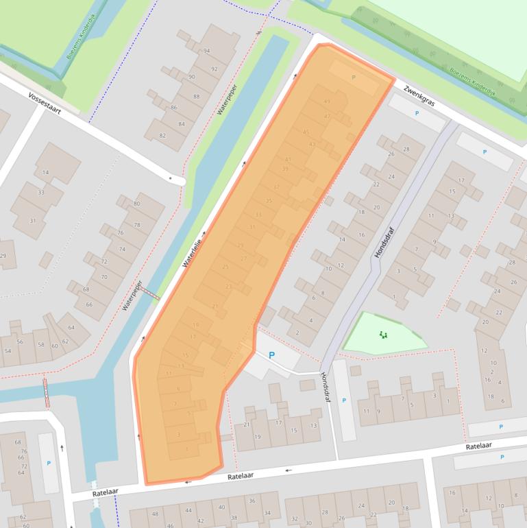 Kaart van postcodegebied 2954AG.