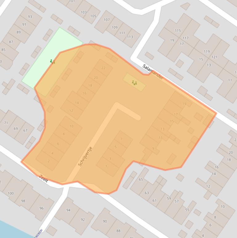 Kaart van postcodegebied 2954BG.