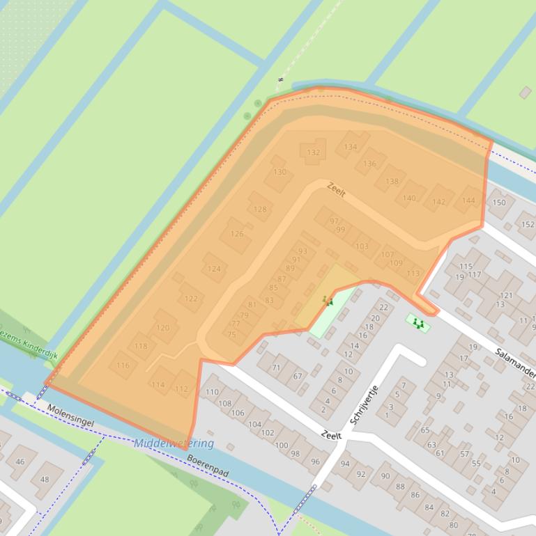 Kaart van postcodegebied 2954BK.