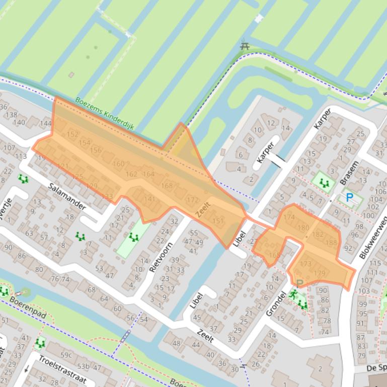 Kaart van postcodegebied 2954BL.