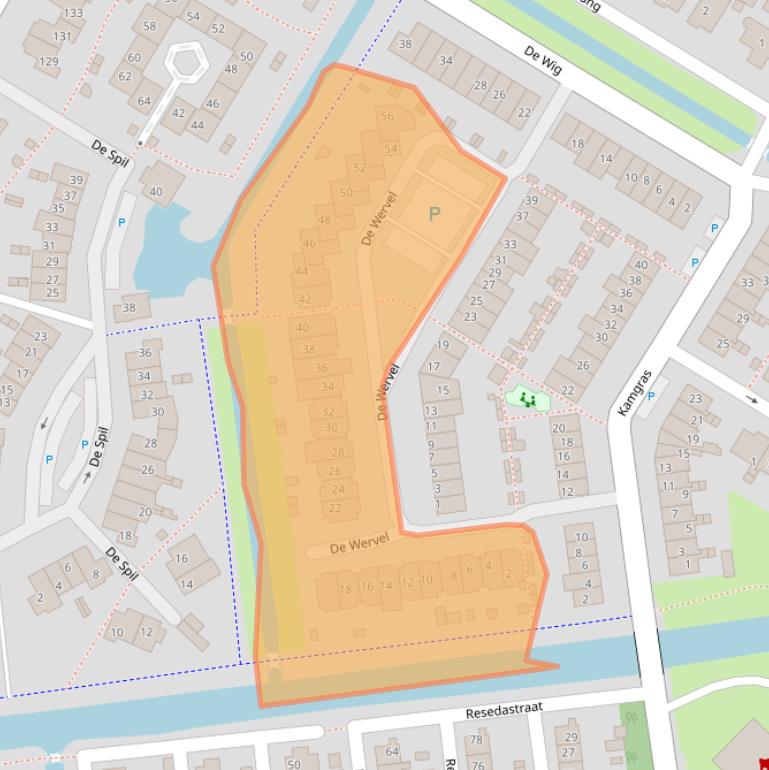 Kaart van postcodegebied 2954CC.