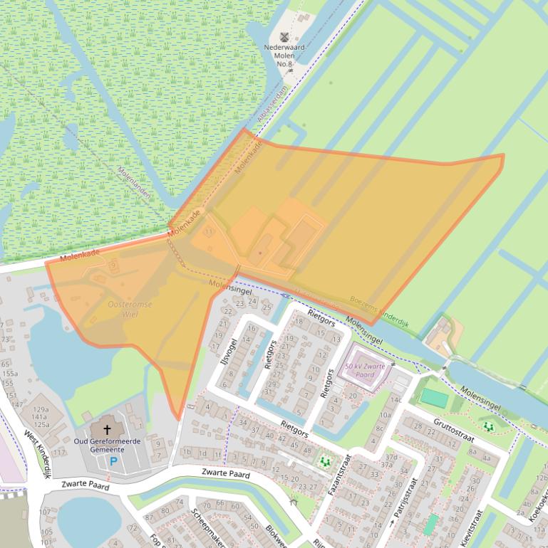 Kaart van postcodegebied 2954LB.