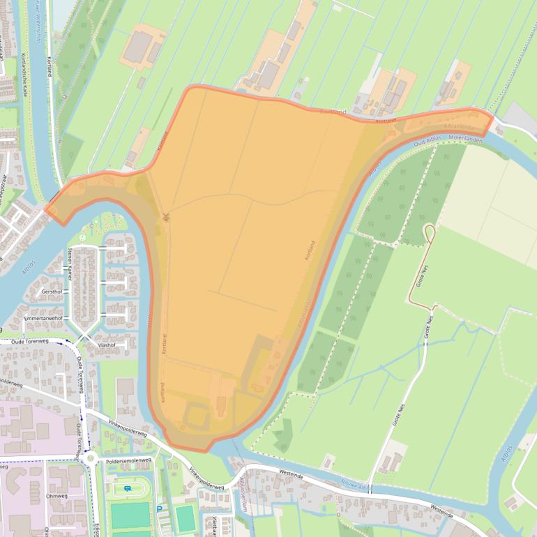 Kaart van postcodegebied 2954LC.