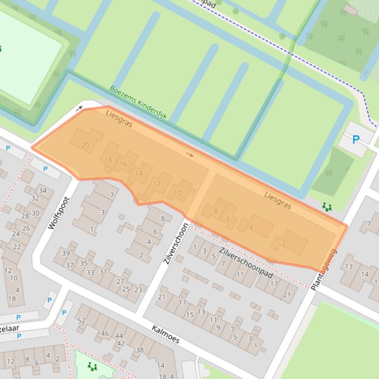 Kaart van postcodegebied 2954NC.