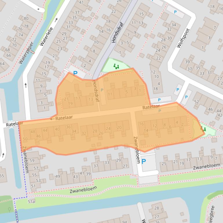 Kaart van postcodegebied 2954ND.