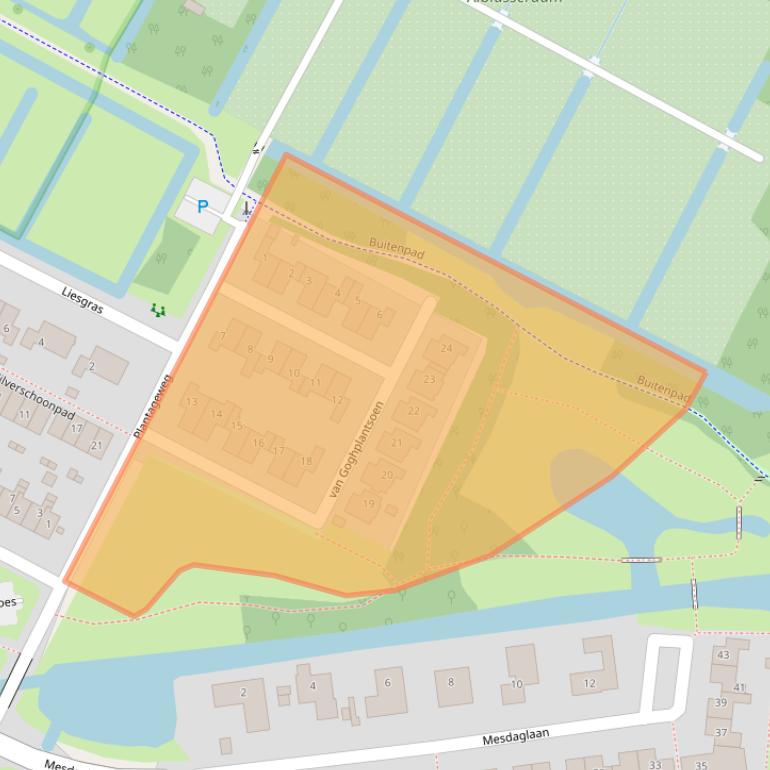 Kaart van postcodegebied 2954NL.