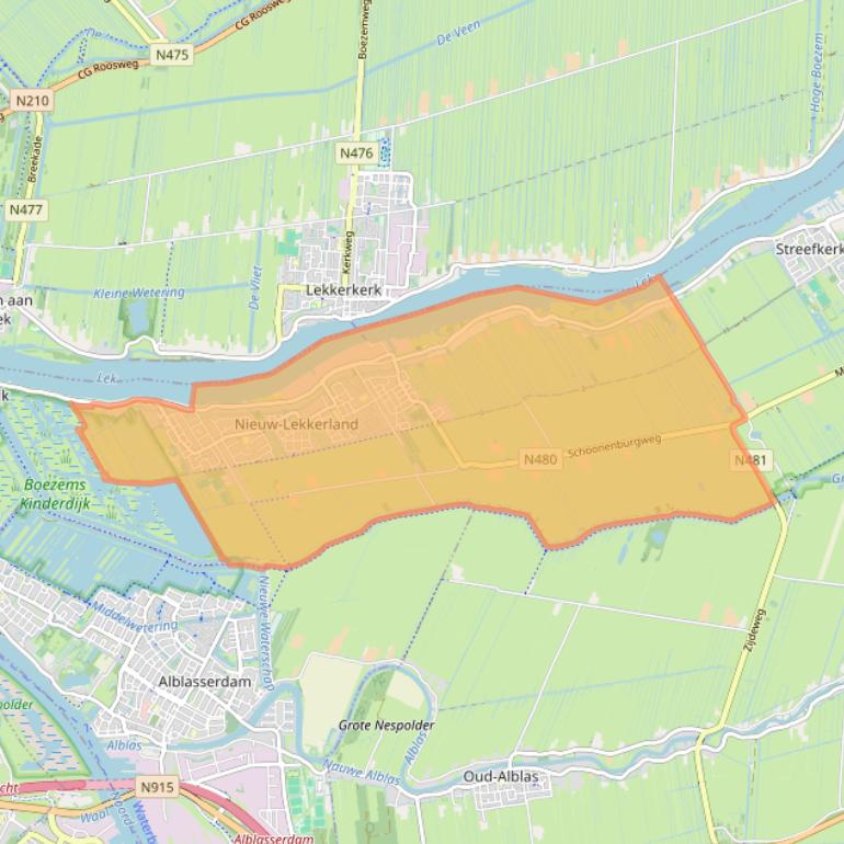 Kaart van postcodegebied 2957.
