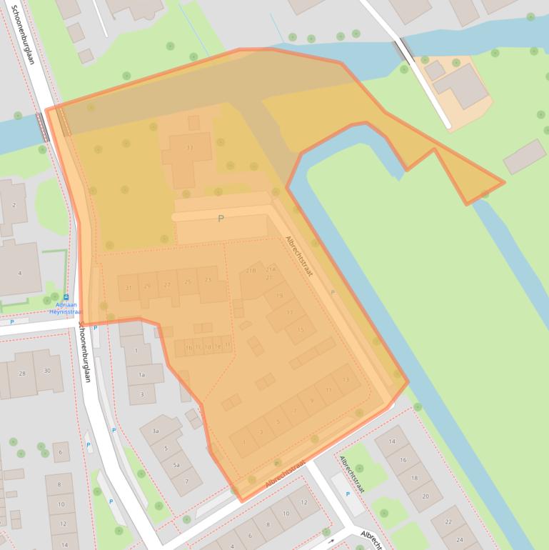 Kaart van postcodegebied 2957AB.