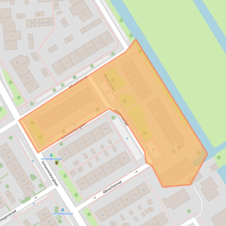 Kaart van postcodegebied 2957AC.