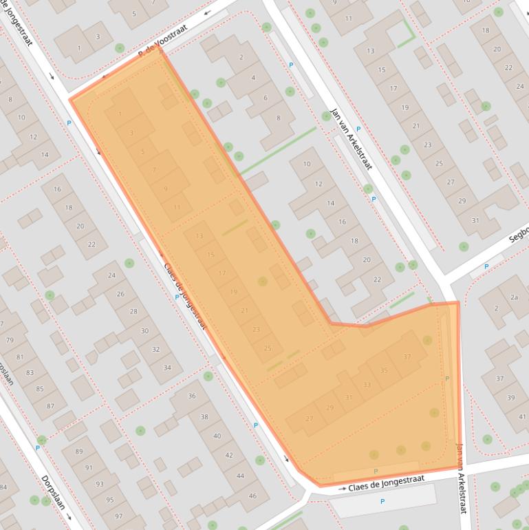 Kaart van postcodegebied 2957AD.