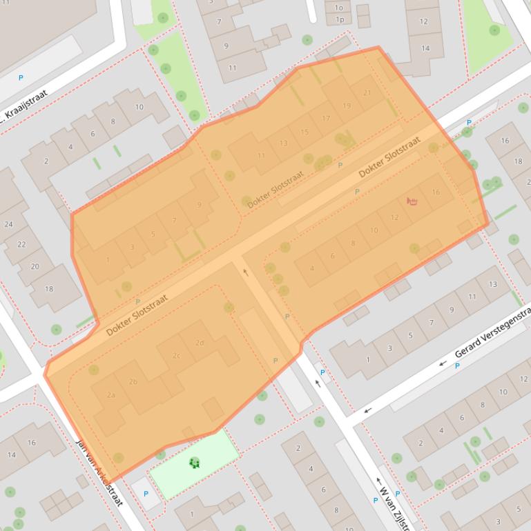 Kaart van postcodegebied 2957AJ.