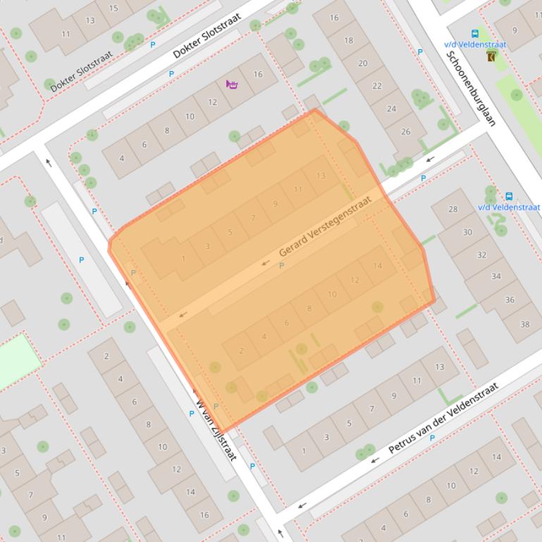 Kaart van postcodegebied 2957AL.