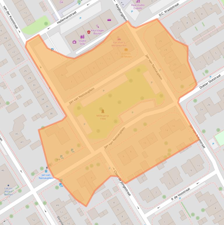 Kaart van postcodegebied 2957AS.