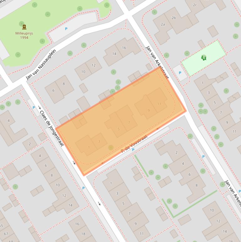 Kaart van postcodegebied 2957AW.