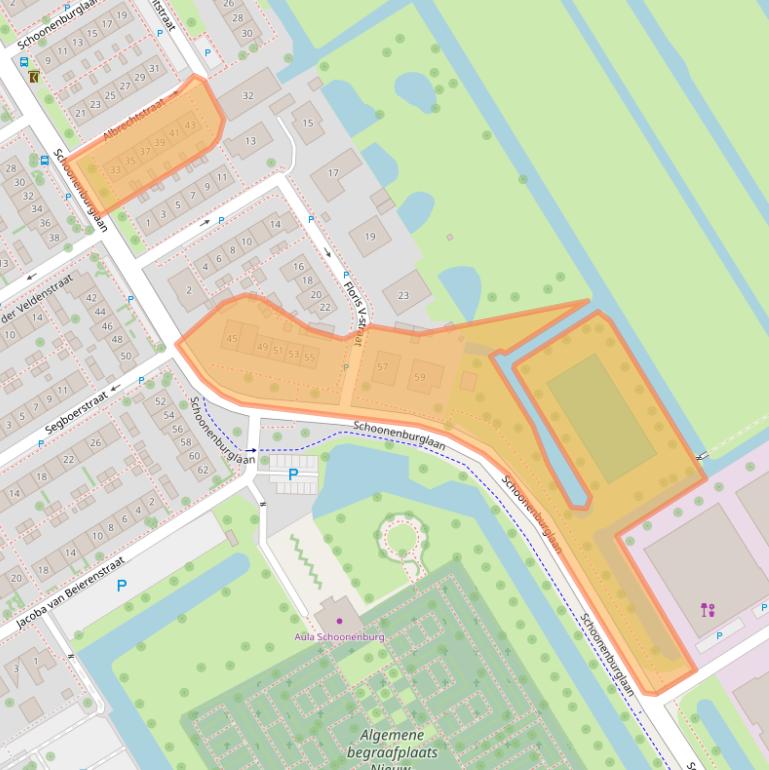 Kaart van postcodegebied 2957BB.
