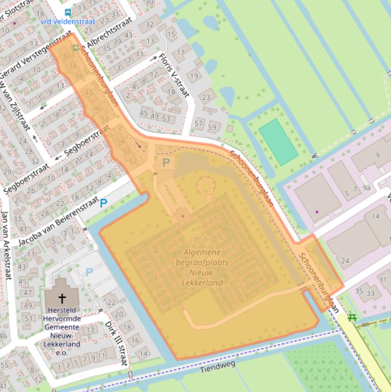 Kaart van postcodegebied 2957BD.
