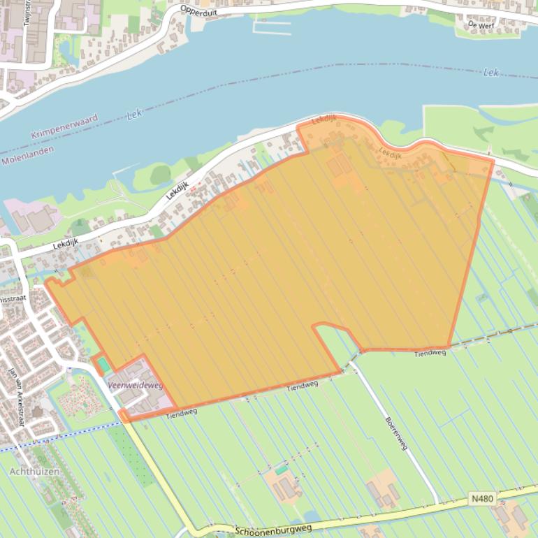 Kaart van postcodegebied 2957CB.