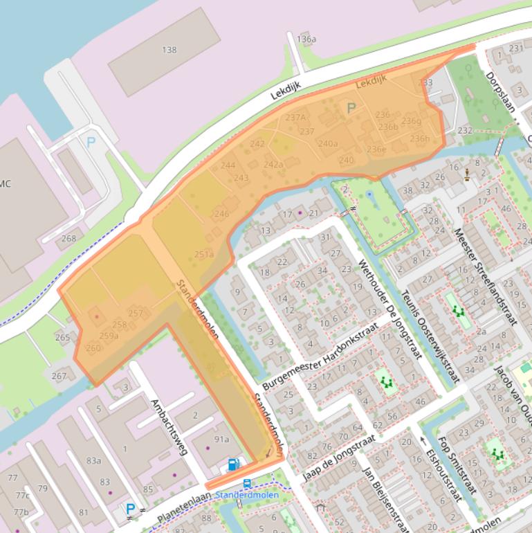 Kaart van postcodegebied 2957CK.