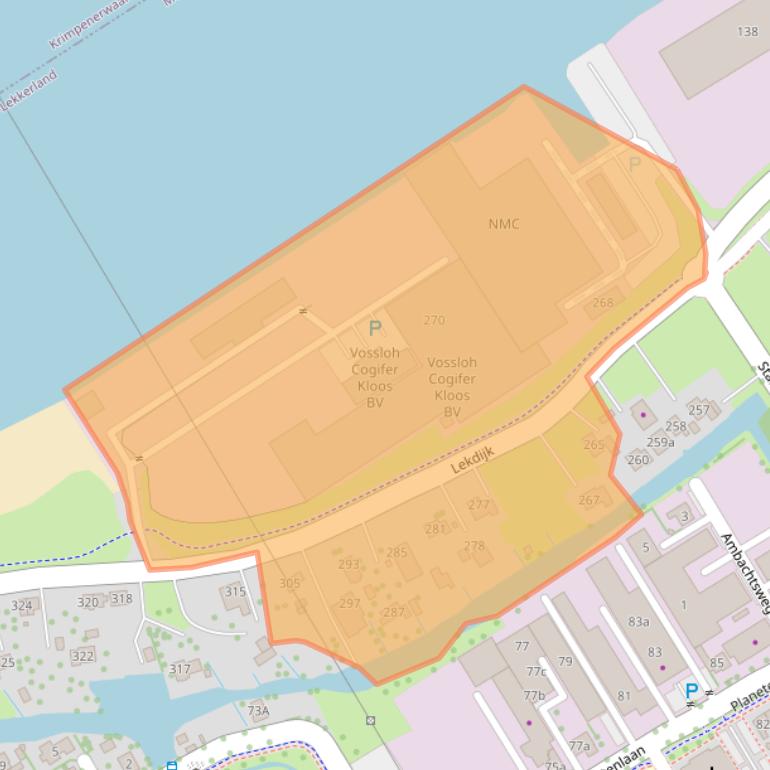 Kaart van postcodegebied 2957CL.