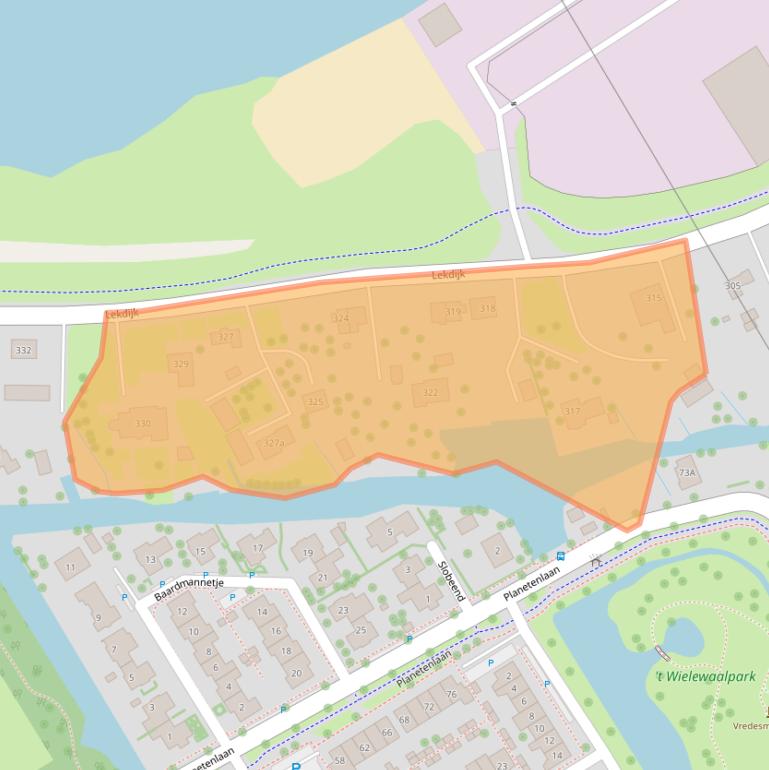 Kaart van postcodegebied 2957CM.