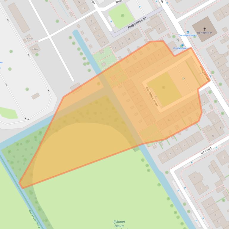 Kaart van postcodegebied 2957EH.