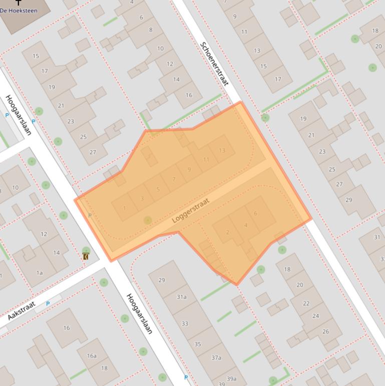 Kaart van postcodegebied 2957EP.