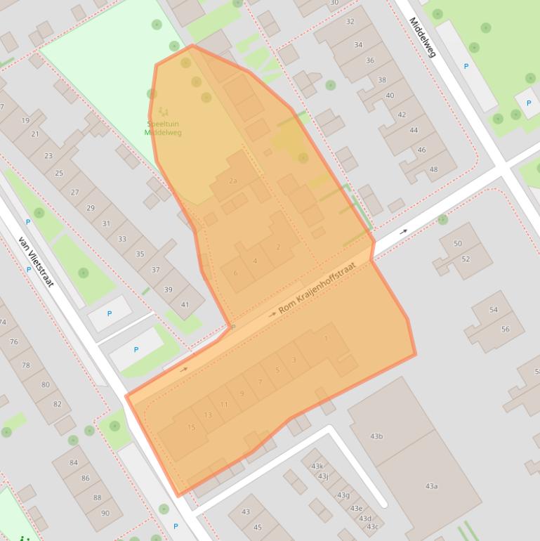 Kaart van postcodegebied 2957ES.